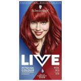 Vopsea de păr cremă permanentă Schwarzkopf Live Intense cu un finisaj strălucitor 035 Roșu aprins