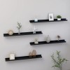 Gossi rafturi de perete, 4 buc., negru, 80x9x3 cm