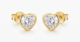 Cercei Inima din Argint 925 Placati cu Aur si Moissanite Zirconiu Stralucire Romantica