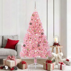 Pom de Craciun artificial pre-iluminat Roz 180 cm PVC foto
