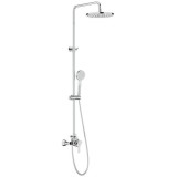 Coloana de dus Roca L20, inaltime reglabila 855-1230 mm, brat de dus reglabil, furtun flexibil, para dus functie Rain, Crom