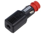 Mufă brichetă auto PRO CAR cu terminal șurub și siguranță 12-24V 15A neagră