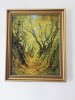 Pictura in ulei - &quot;Peisaj in padure&quot; - semnata Haloiu - pictor Ionel Haloiu - rama din lemn - 48x58 cm, Natura, Realism