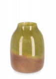 Vaza Venus, Bizzotto, &Oslash; 16.1 x 21.2 cm, sticla, handmade, verde/portocaliu