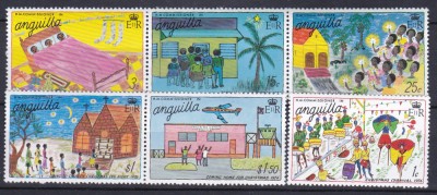 DB1 Anguilla 1976 Pictura Copii Craciun 6 v. MNH foto