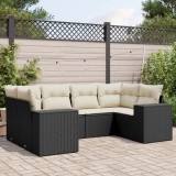 Cumpara ieftin Set mobilier de grădină cu perne, 6 piese, negru, poliratan