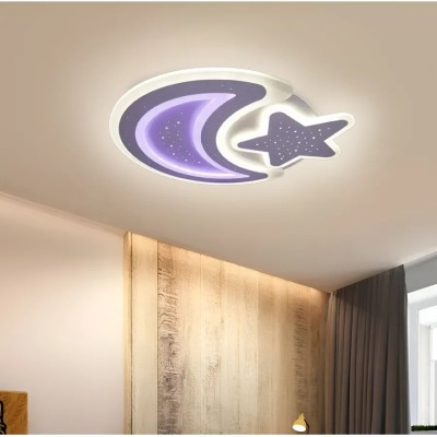 Lustra LED Luna si Stea RGB cu Telecomanda Coralia 80W Lumina Rece Calda Neutra Dimabila Alb foto