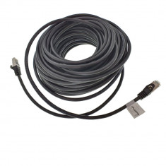 Cablu ecranat FTP, Lanberg 41898, cat.6, mufat 2xRJ45, lungime 20m, AWG 26, 250 MHz, de legatura retea, ethernet, negru