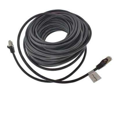 Cablu ecranat FTP, Lanberg 41898, cat.6, mufat 2xRJ45, lungime 20m, AWG 26, 250 MHz, de legatura retea, ethernet, negru foto