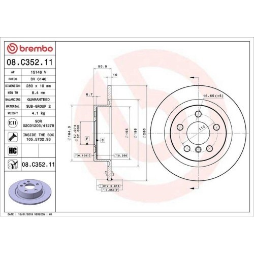 Set disc frana BMW 1 (F40) 07.19-, 2 Active Tourer (F45) 11.13-10.21, 2 Active Tourer (U06) 11.21-, 2 Active Tourer Van (F45) 11.13-10.21, 2 Gran Cou