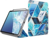 Husa de protectie pentru iPad PRO 2018/2020/2021 i-Blason, piele sintetica, alb/albastru/auriu, 11 inchi