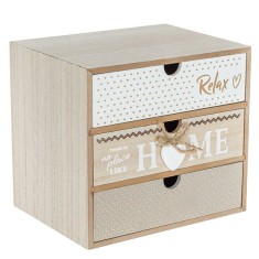 Cutie decorativa cu 3 sertare &amp;#039;&amp;#039;Home&amp;#039;&amp;#039;, Neirini, Multicolor, 20 x 15 x 18 cm foto