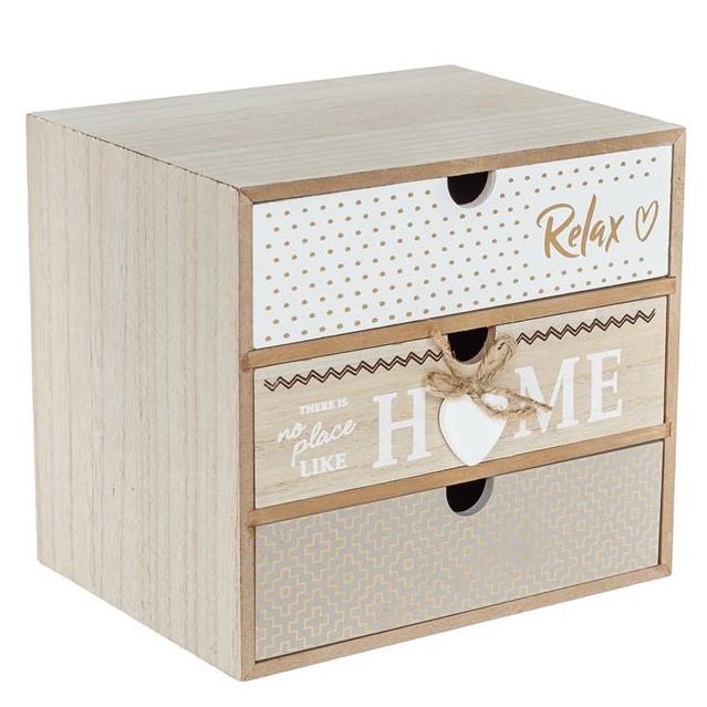 Cutie decorativa cu 3 sertare &#039;&#039;Home&#039;&#039;, Neirini, Multicolor, 20 x 15 x 18 cm