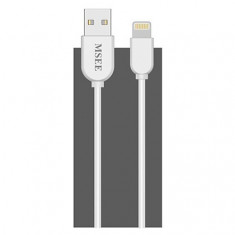 Cablu de date Fast Charge MSEE Lightning 8-Pin, 1m, iPhone / iPad / iPod, Alb