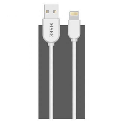 Cablu de date Fast Charge MSEE Lightning 8-Pin, 1m, iPhone / iPad / iPod, Alb foto