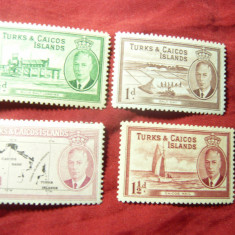 Serie mica Turks & Caicos Isl. colonie britanica 1950 Rege George VI ,4 valori