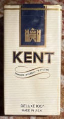 KENT, PACHET CU TIGARI DE COLECTIE SIGILAT/ ANII &#039;80 FARA COD DE BARE(PACHET LUNG, MADE IN U.S.A.)
