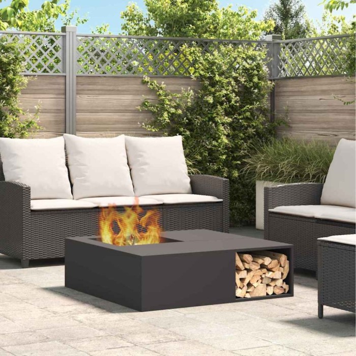 vidaXL Cuptor de foc Negru 100 x 100 x 30 cm Oțel laminat la rece 859000