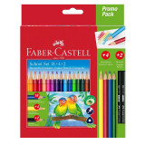 Creioane colorate hexagonale, pachet 18+4 culori, creion HB si 2B incluse, Faber-Castell