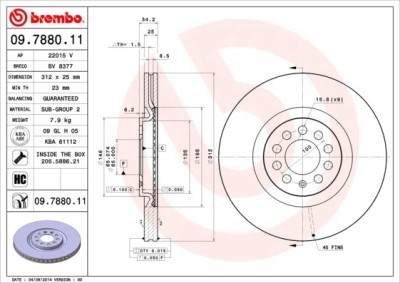 BREMBO 09.7880.11 PRIME LINE - UV Coated Disc frana foto