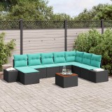 Cumpara ieftin Set de canapele pentru gradina 9 buc. Negru si turcoaz