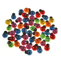 Buburuze din lemn pentru activitati crafts,multicolor,1.5 cm,50 bucati