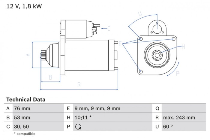 BOSCH 0 986 016 990 starter
