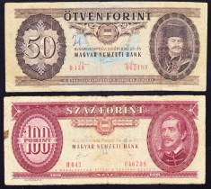 Bancnota Ungaria 50 si 100 Forint 1975/ 89 - P170c/ 171h Fine ( set x2 ) foto