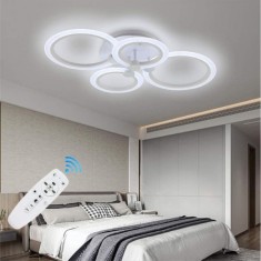 Lustra Led Cercuri 56W 4 brate 3 culori telecomanda 580x90mm SPN DL75L044 foto