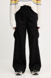 Napapijri pantaloni de bumbac M-Selva femei, culoarea negru, lat, high waist, NP0A4IL49411