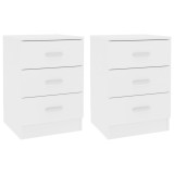 Gossi noptiere, 2 buc., alb, 38x35x56 cm, lemn prelucrat