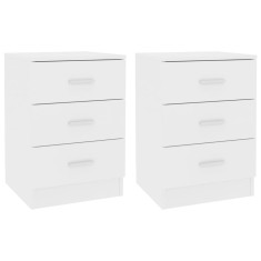 Gossi noptiere, 2 buc., alb, 38x35x56 cm, lemn prelucrat