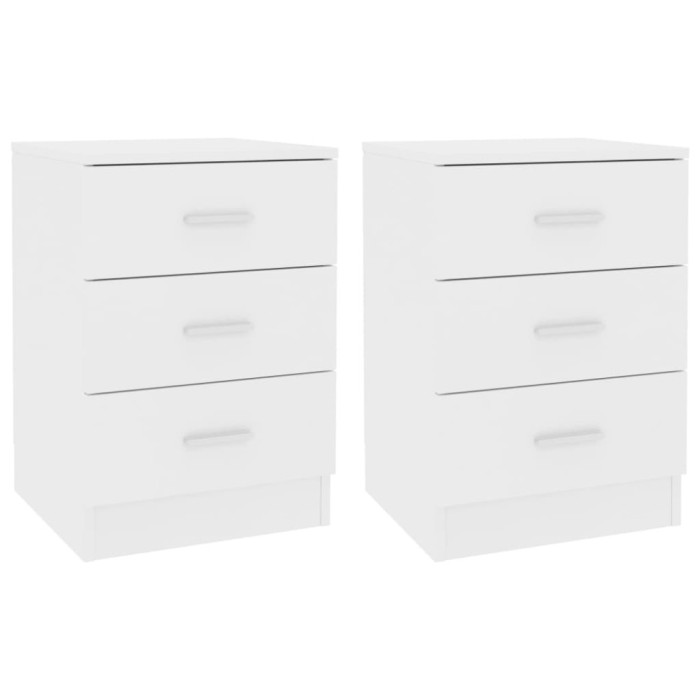 Gossi noptiere, 2 buc., alb, 38x35x56 cm, lemn prelucrat