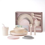 Cumpara ieftin Set diversificare hrana bebelusi Miniware Little Foodie, 100% din materiale naturale biodegradabile, 6 piese, Vanilla+Cotton candy