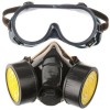 Masca Protectie Respiratorie cu Filtre Carbon Activ + Ochelari Protectie Chimica, Vapori, Praf, Anti-Poluare, Uz Industrial