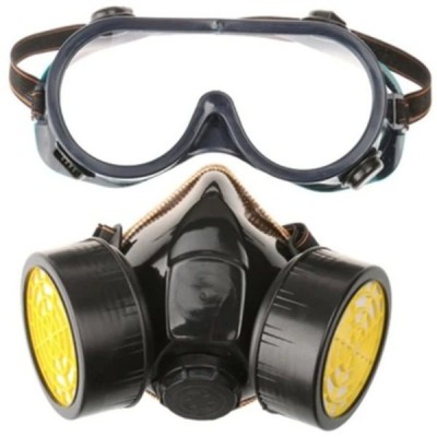 Masca de protectie si ochelari cu 2 filtre de carbon activ, pentru lucru in mediu chimic foto