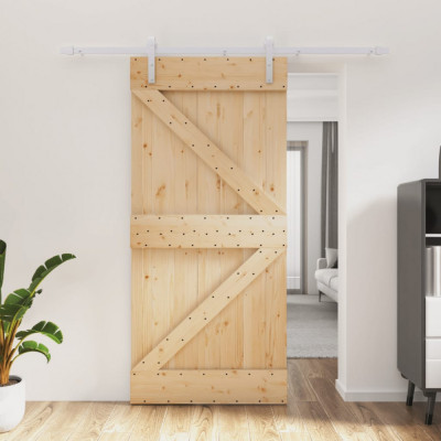 Ușă glisantă cu set de feronerie 95x210 cm, lemn masiv de pin foto