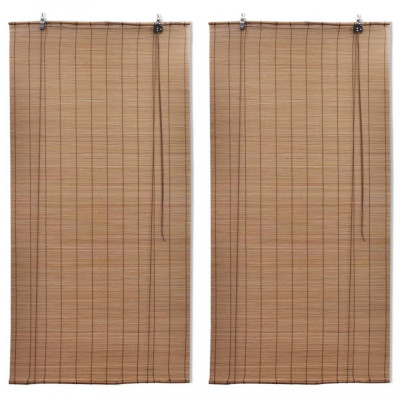 Jaluzele din bambus tip rulou, 2 buc., maro, 120 x 220 cm foto