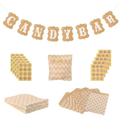 Set 111 piese decoratiuni pentru Candy Bar, hartie, maro foto