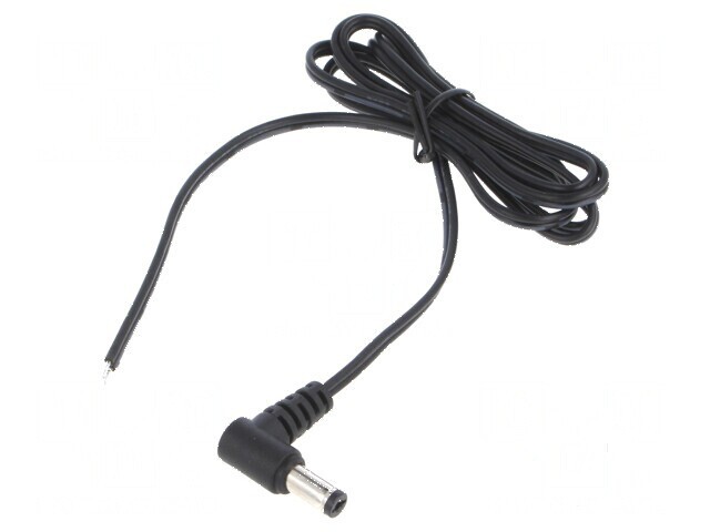 Cablu DC 2x0,5mm2 5,5/2,1 mufă unghi negru gri