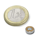 Magnet neodim inel &Oslash;8/4 x 2 mm, putere 700 g, N45