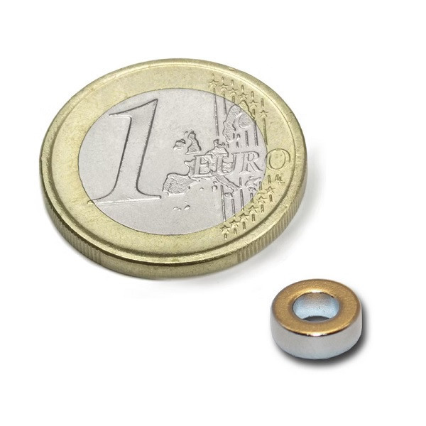 Magnet neodim inel &Oslash;8/4 x 2 mm, putere 700 g, N45