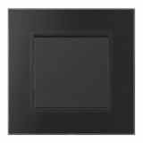 Intrerupator Cap Cruce, Negru, cu Rama din Sticla, 86x86mm, Spin