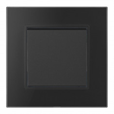 Intrerupator Simplu, Negru, cu Rama din Sticla, 86x86mm