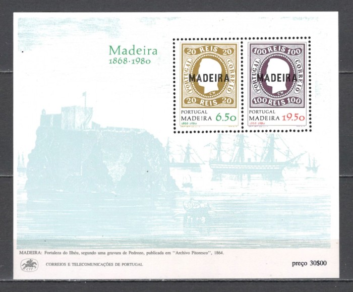 Portugalia-Maderia.1980 112 ani marca postala-Bl. SP.85
