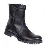 Ghete dama din piele naturala, cu fermoar, imblanite, negru, model MVS73N
