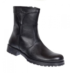 Ghete dama din piele naturala, cu fermoar, imblanite, negru, model MVS73N
