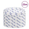 VidaXL Frânghie de barcă, alb, 20 mm, 25 m, polipropilenă
