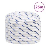 VidaXL Fr&acirc;nghie de barcă, alb, 20 mm, 25 m, polipropilenă