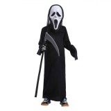 Costum Halloween Unisex Scream, Schelet, Masca &amp; Manusi, Negru/Alb, Poliester